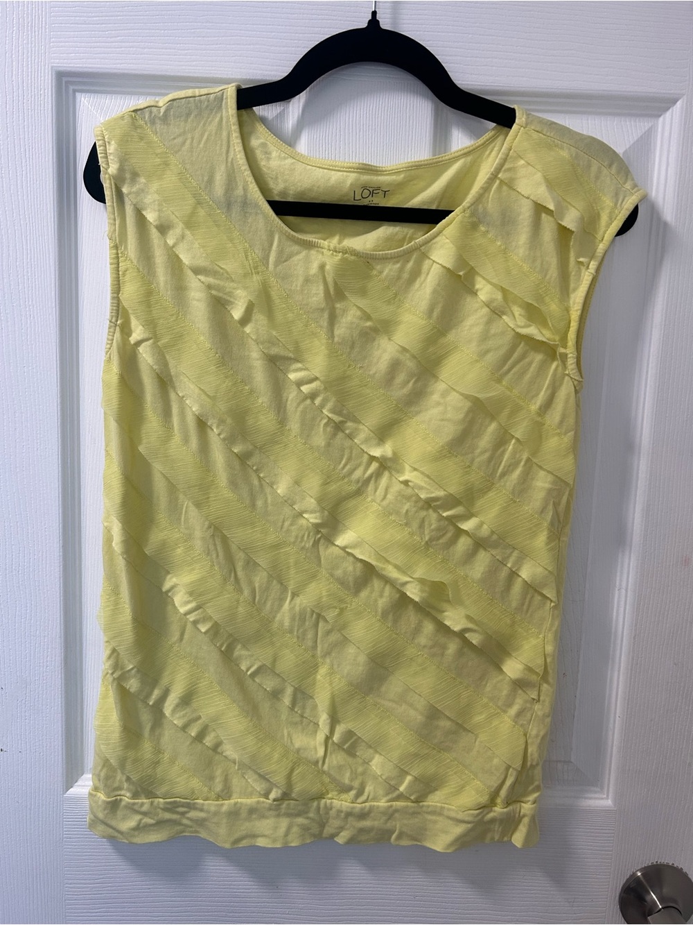 LOFT Yellow Ruffle Sleeveless Tank Top